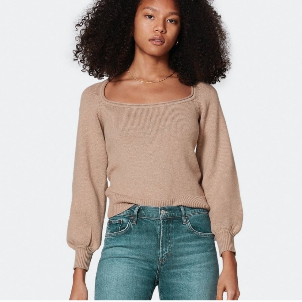 Tan Square Neck Women's Sweater